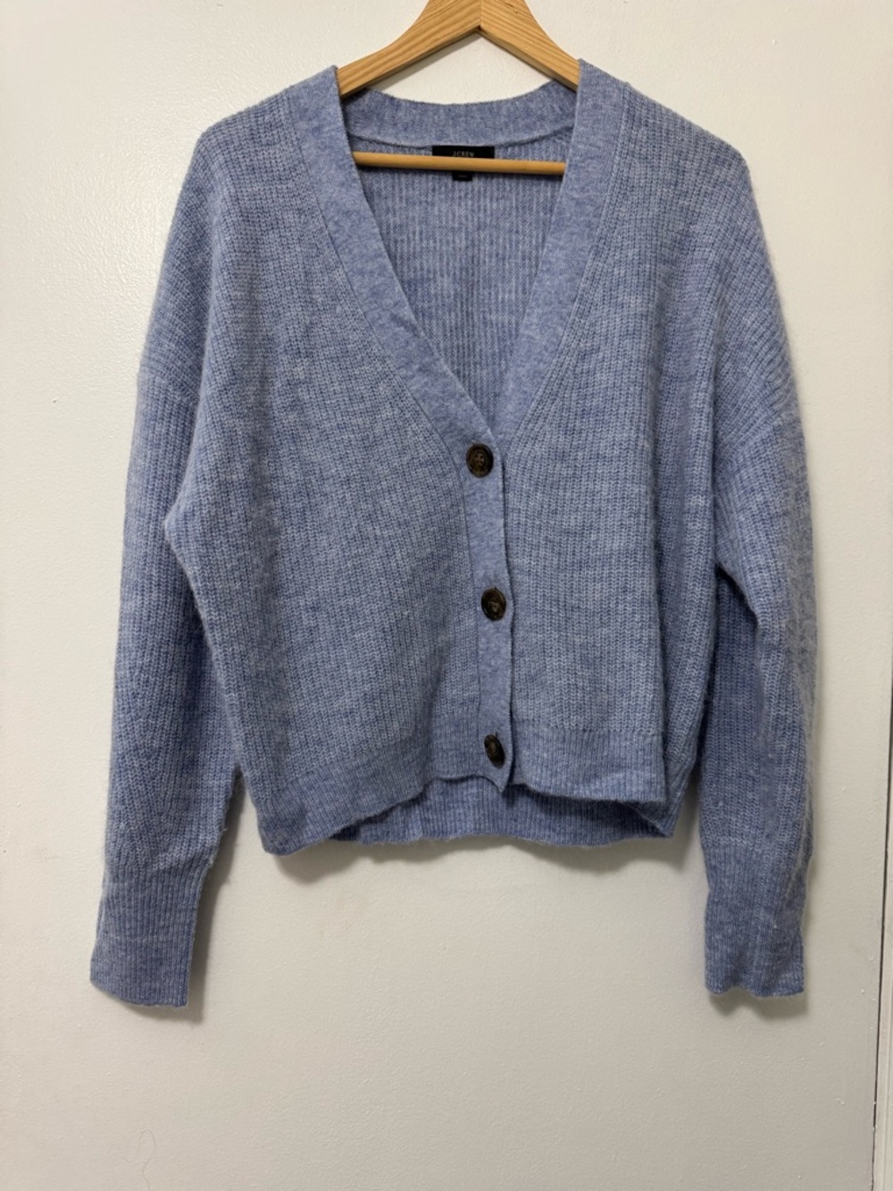J. Crew Soft Heathered Periwinkle V-Neck Button Cardigan